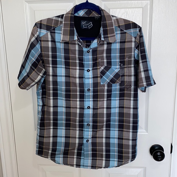 Fox | Men’s Button Down Plaid Short Sleeve Shirt - Size Small - Picture 1 of 7